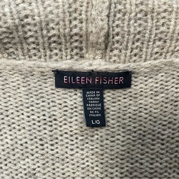 Eileen Fisher Camel and Merino Cardigan Size Large Open Front Waterfall Tan - Picture 10 of 11